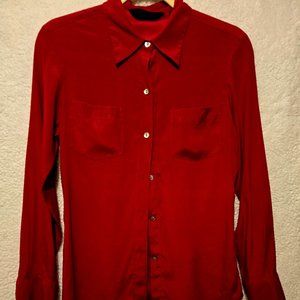 EXPRESS Red Silk Blouse fitted with 5% spandex for comfort Size 5 6